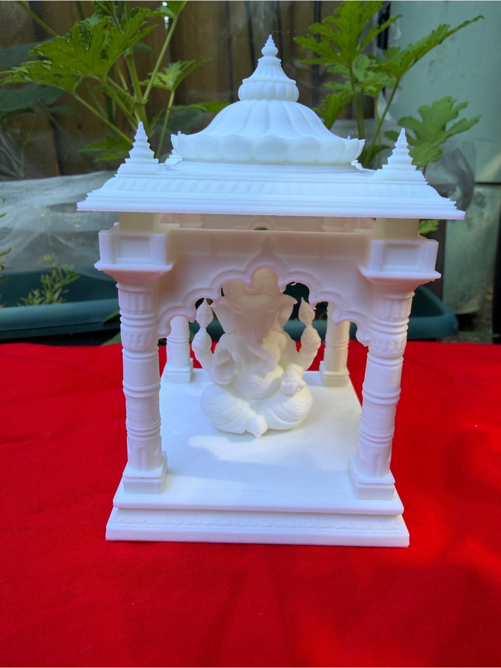 White Temple Shrine with Ganesha Figurine